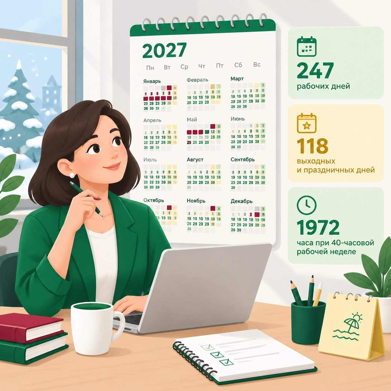 Производственный календарь на 2027 год: как будем отдыхать и работать